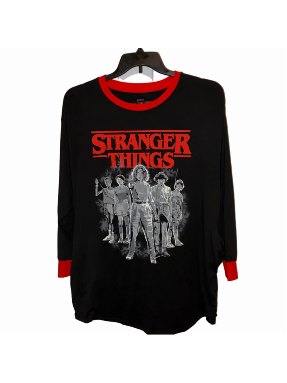 Girls Stranger Things Pajama Night Shirt Black Red Size Small Medium